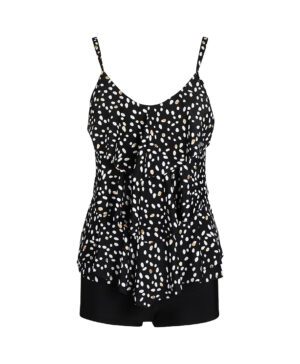 Ladies tankini triple layer Black + off white