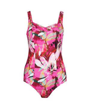Ladies swimsuit V-inserts Fuchsia